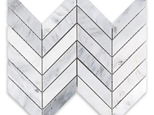 Oriental White Marble Chevron 1 X 4 Polished or Honed
